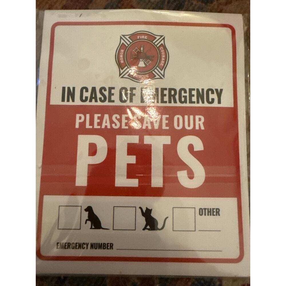 NWT Set of Four Pet Emergency Window Signs
